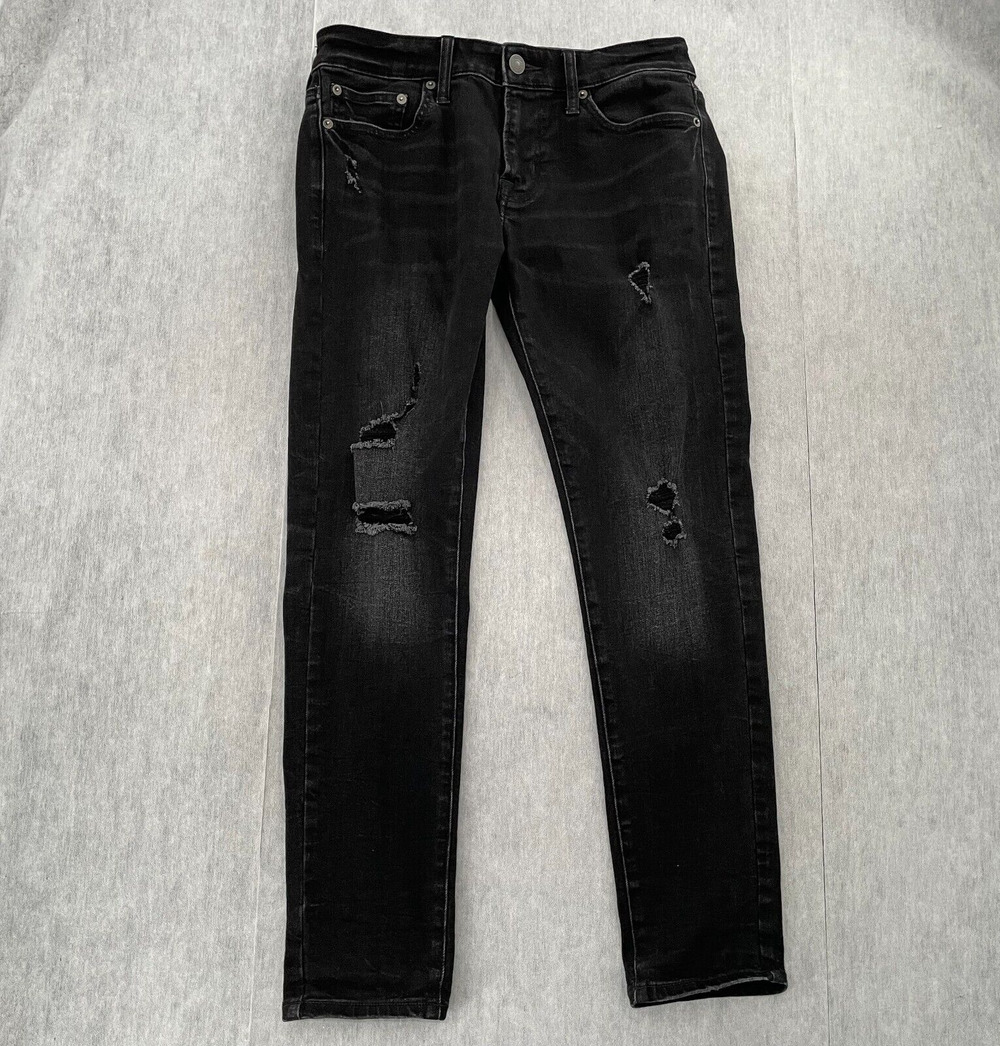 American Eagle Jeans Adult 30 Black Skinny Distressed Airflex Stretch Pants Mens